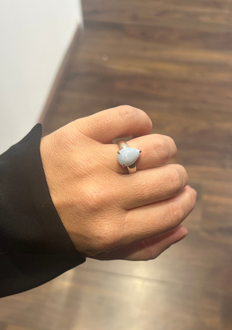 Sterling Silver Pear Shaped Blue Opal Ring