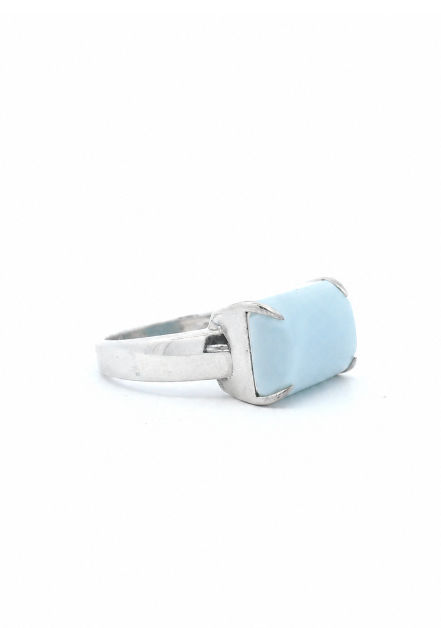 Sterling Silver East West Blue Opal Ring