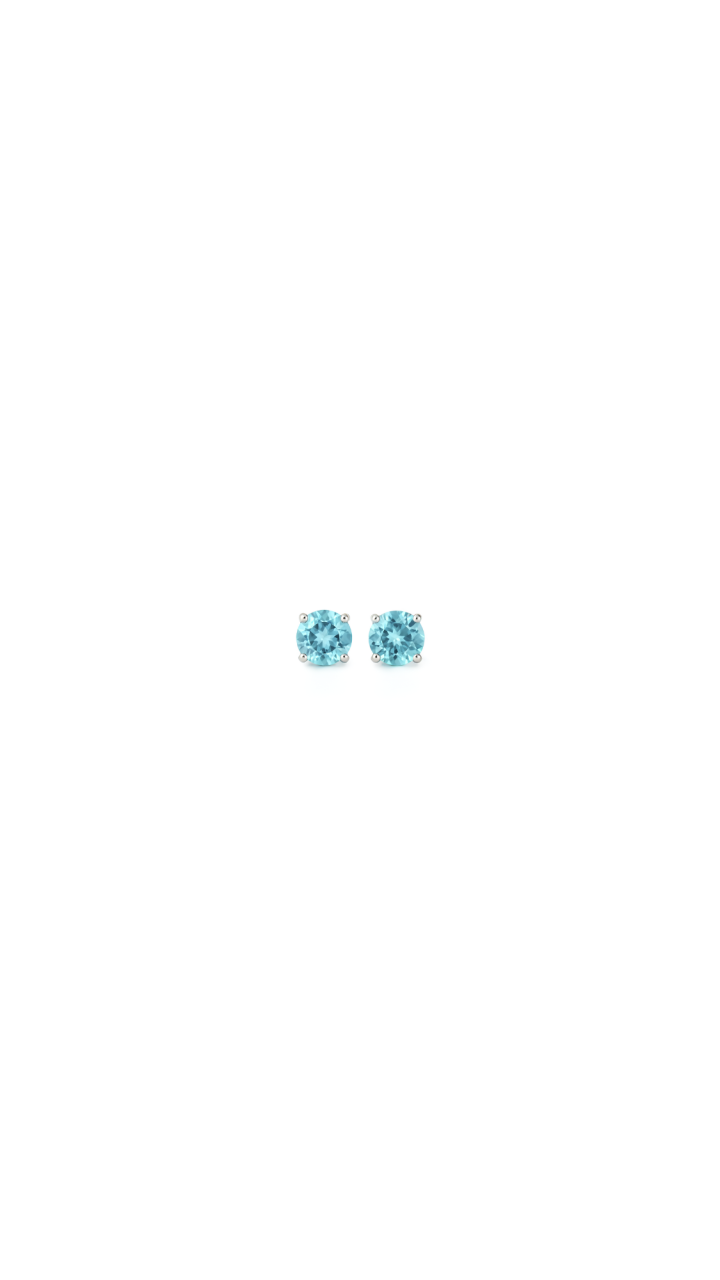 Sterling Silver Round Blue Topaz Stud Earrings