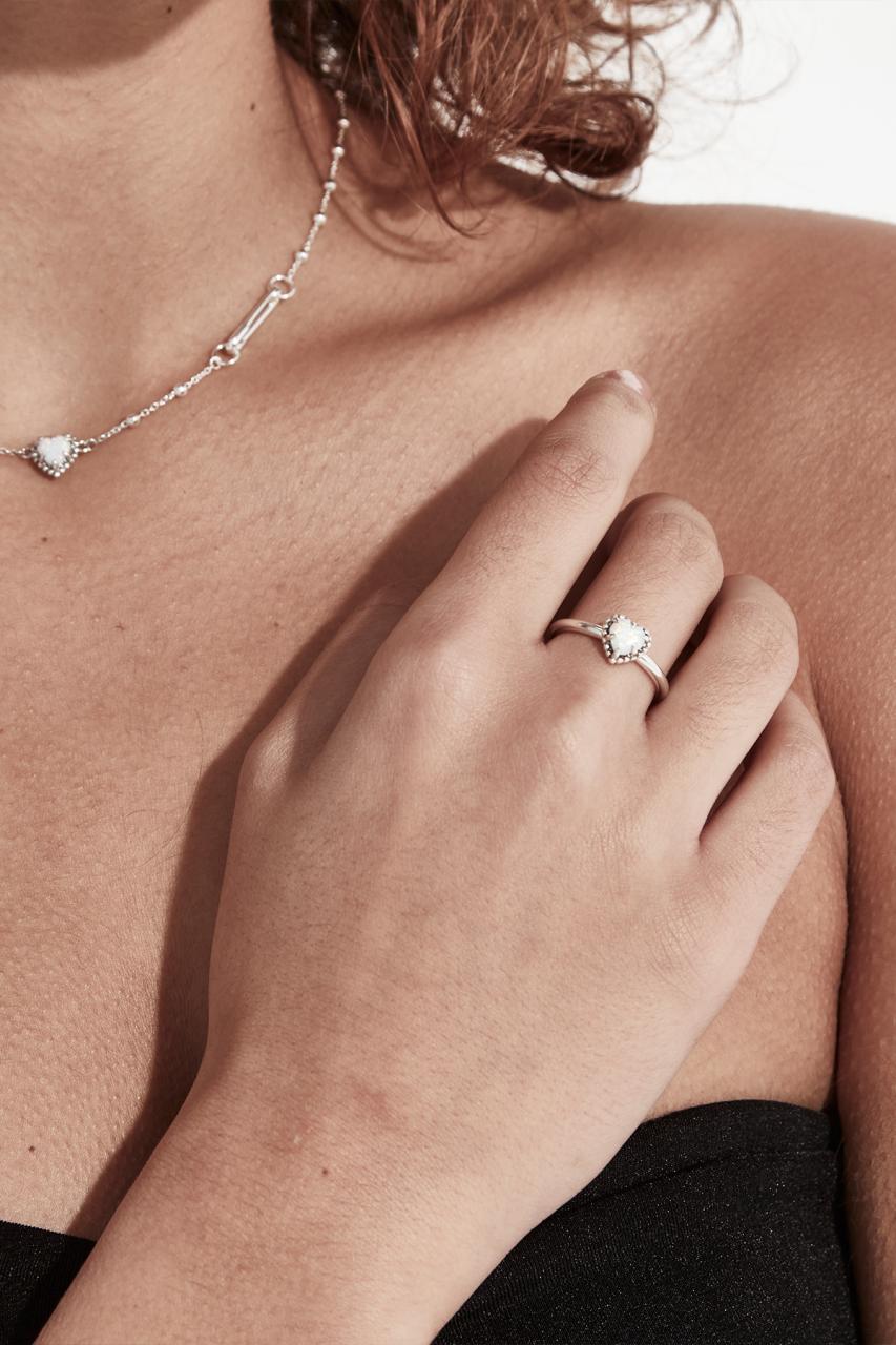 Stolen Girlfriends Club Sterling Silver Opal Dahlia's Heart Ring