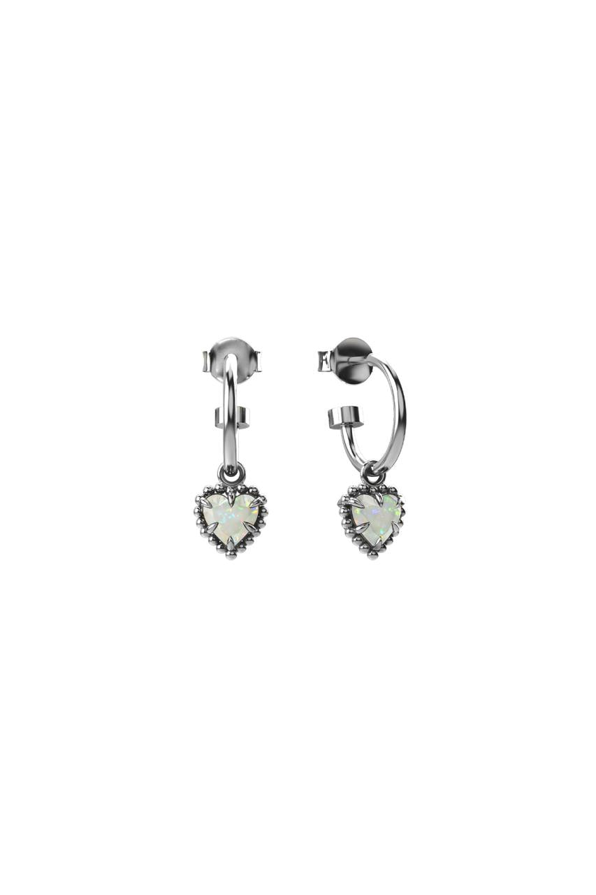 Stolen Girlfriends Club Sterling Silver Opal Dahlia's Heart Anchor Sleeper Earrings