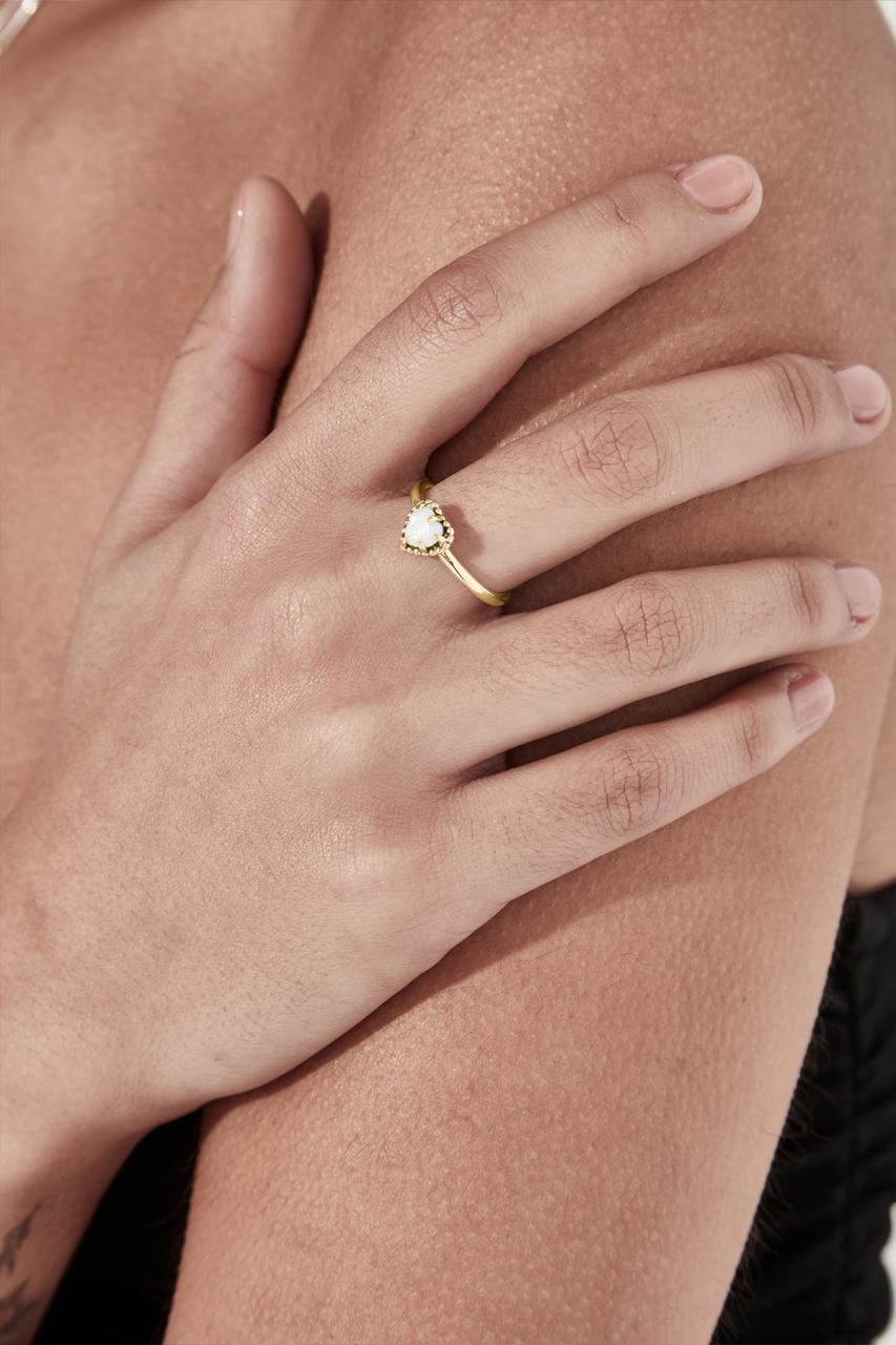 Stolen Girlfriends Club 18ct Gold Plated Opal Dahlia's Heart Ring