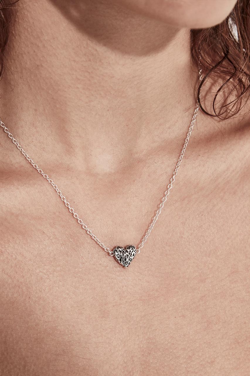 Stolen Girlfriends Club Sterling Silver Death Metal Hearts Necklace