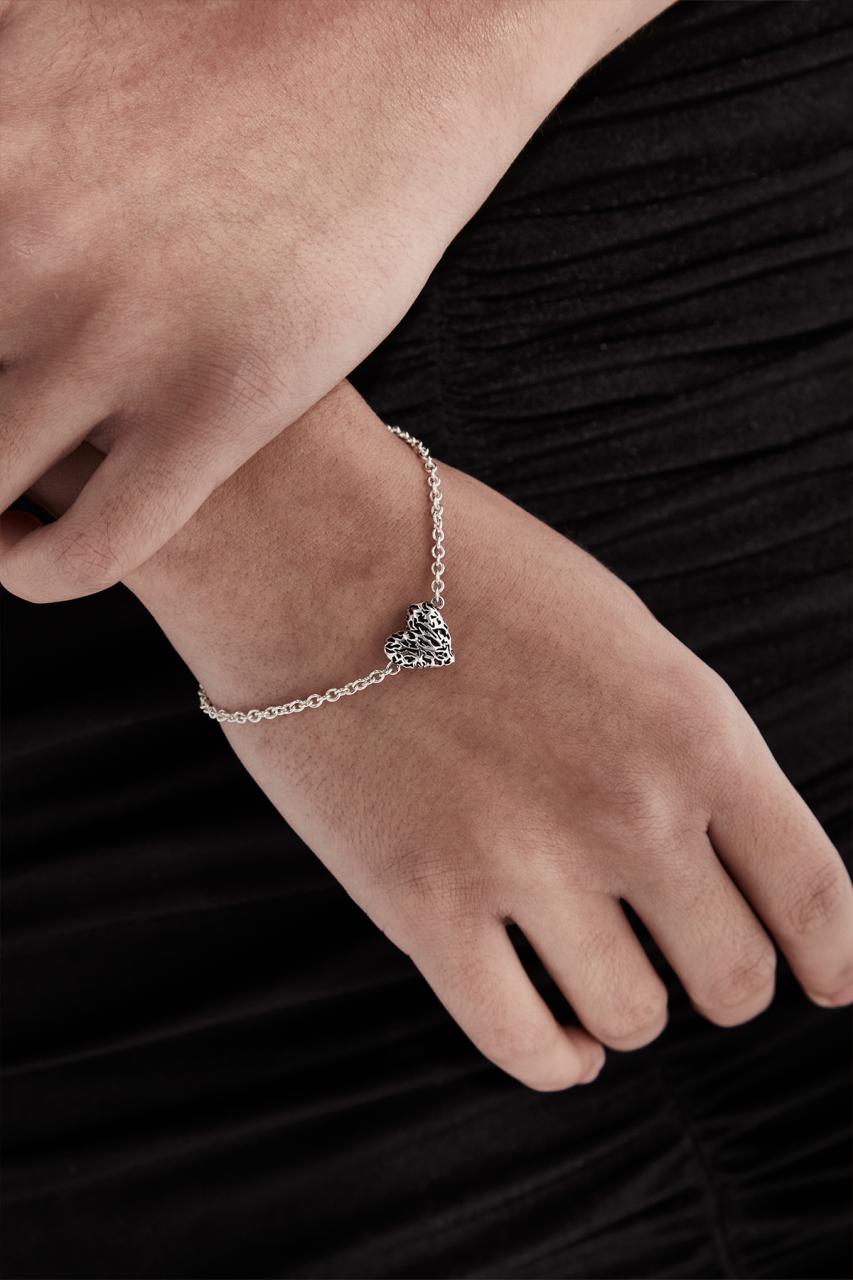 Stolen Girlfriends Club Sterling Silver Death Metal Hearts Bracelet