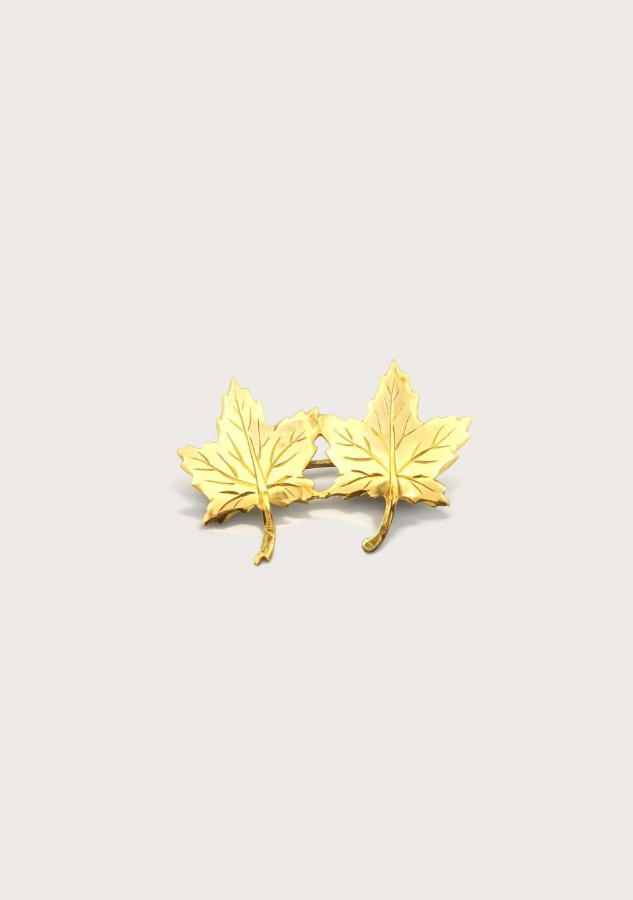 Estate 9ct Yellow Gold Maple Leaf Brooch