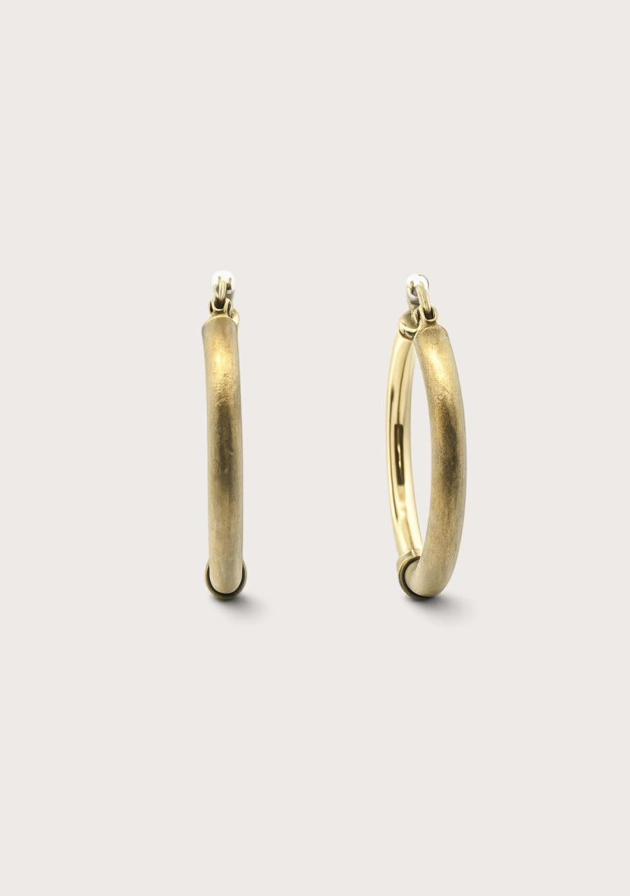 Estate 9ct Yellow Gold Matte & Polished Hoop Earrings