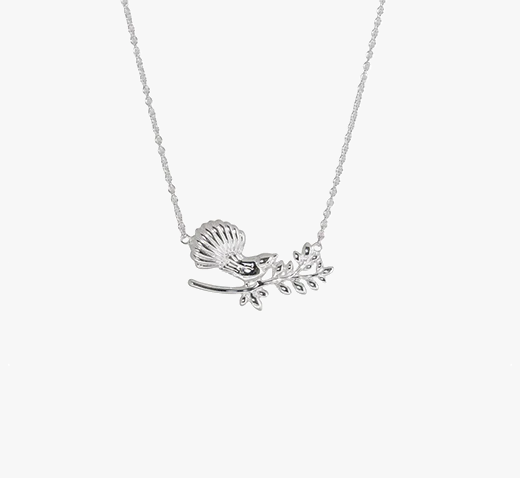 Evolve Sterling Silver Garden Fantail Graceful Necklace