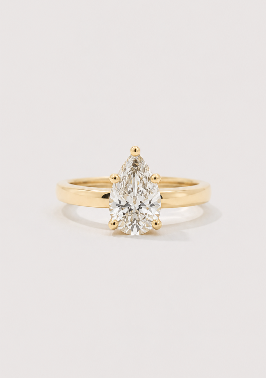 9ct Yellow Gold Pear Cut Laboratory Grown Diamond Ring