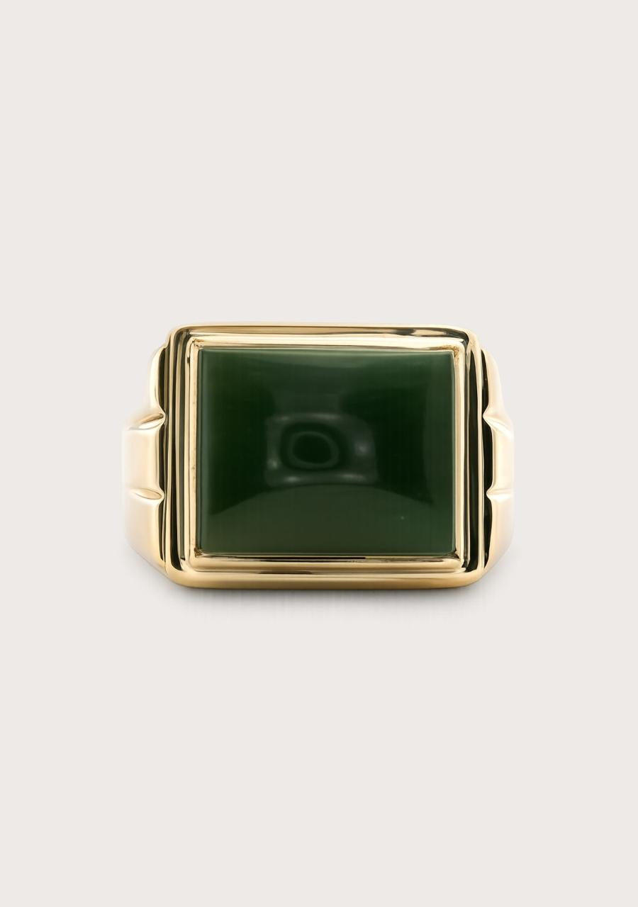 Estate 9ct Yellow Gold Jade Ring