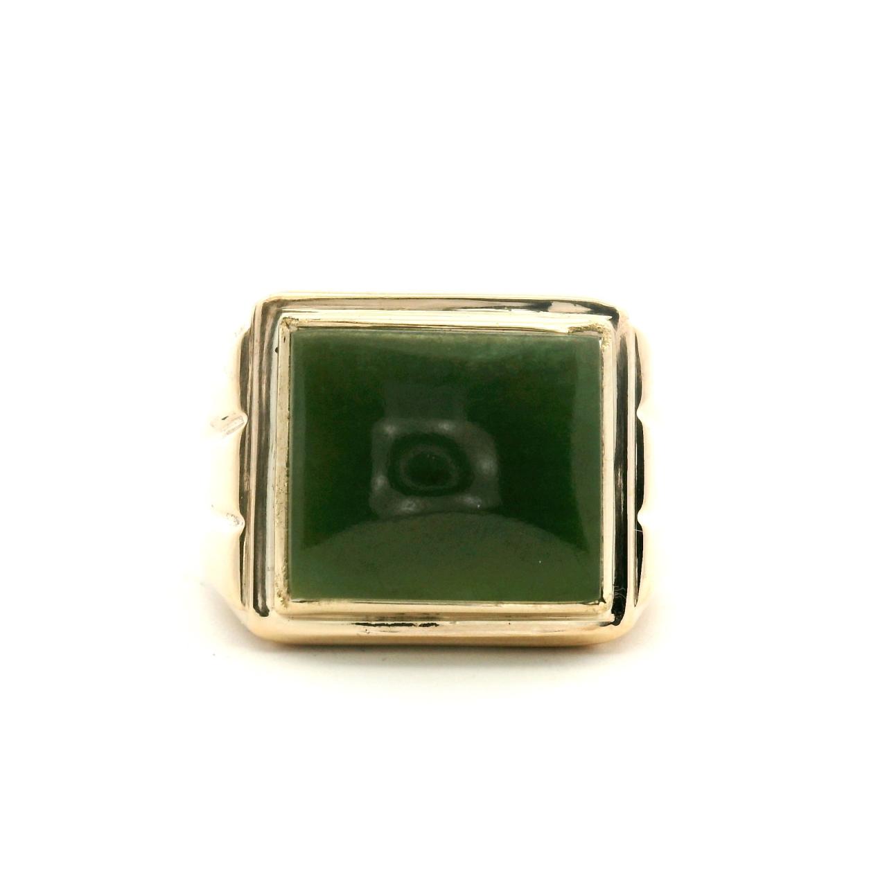 Estate 9ct Yellow Gold Jade Ring