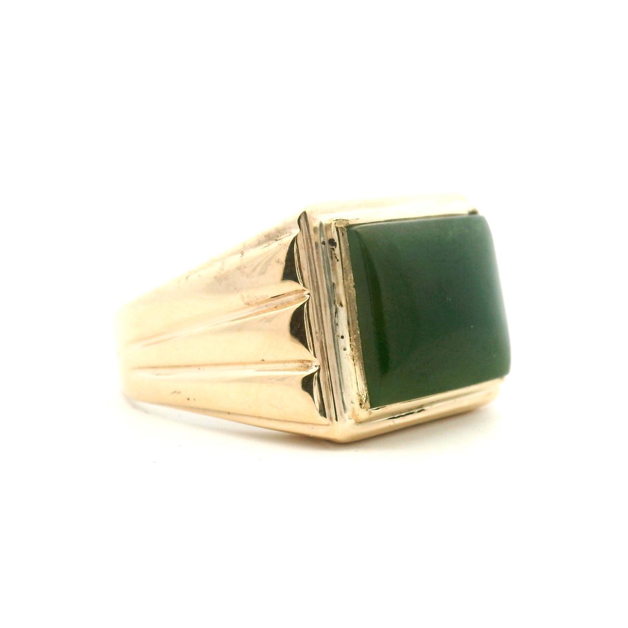 Estate 9ct Yellow Gold Jade Ring
