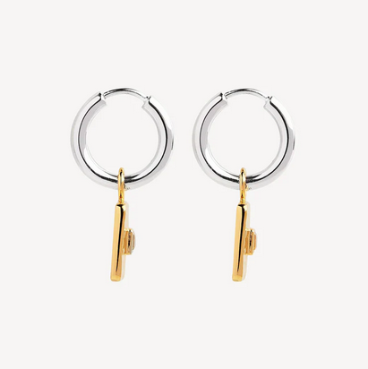 Najo Sterling Silver & 14ct Gold Plated Tribute Earrings with Clear Topaz
