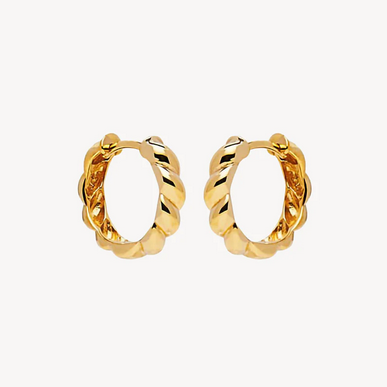 Najo 14ct Gold Plated 4x16mm Zippy Twist Huggie Earrings