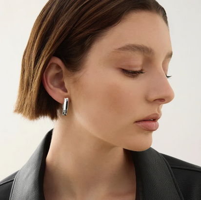 Najo Sterling Silver 5x22mm Swan Huggie Earrings