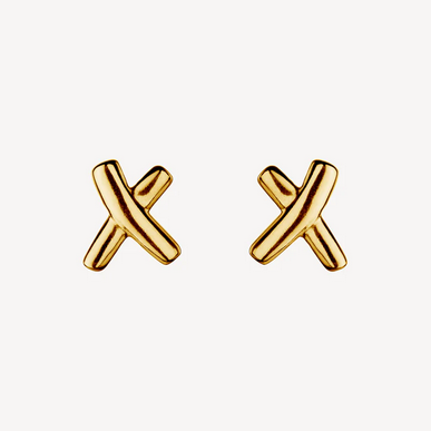 Najo 14ct Gold Plated Cross Stud Earrings