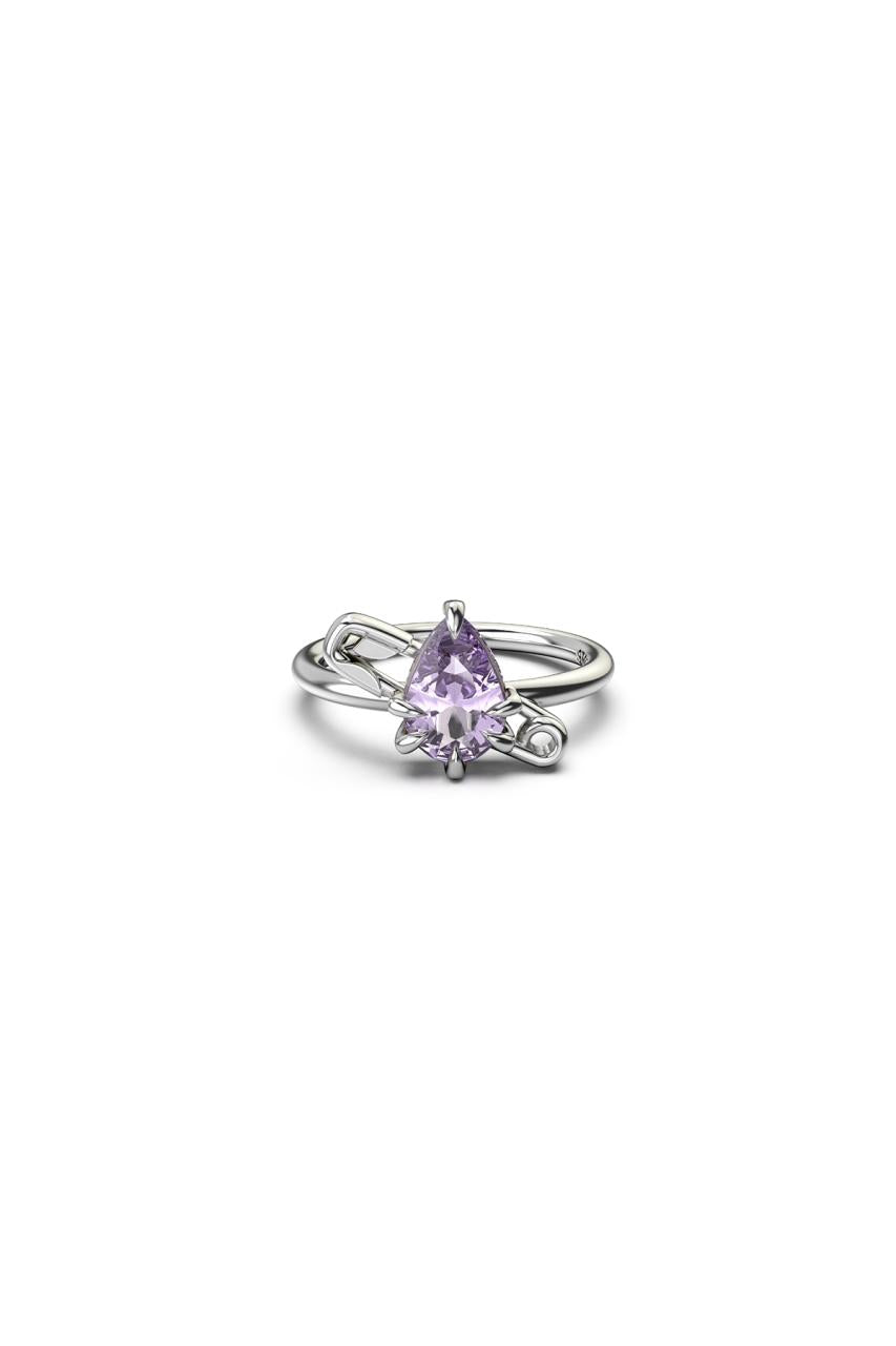 Stolen Girlfriends Club Sterling Silver Purity Pin Ring with Pink Amethyst