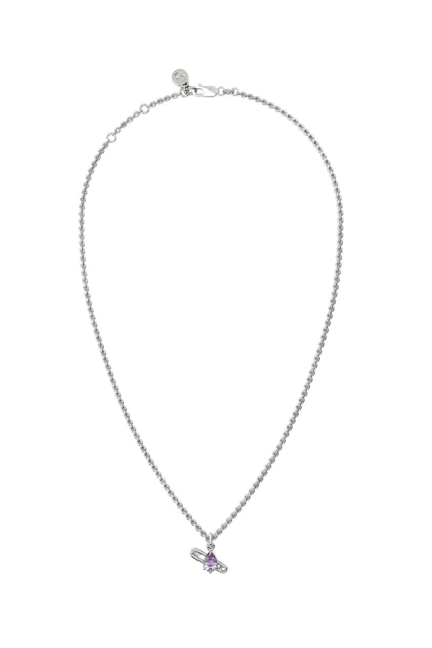 Stolen Girlfriends Club Sterling Silver Purity Pin Necklace with Pink Amethyst