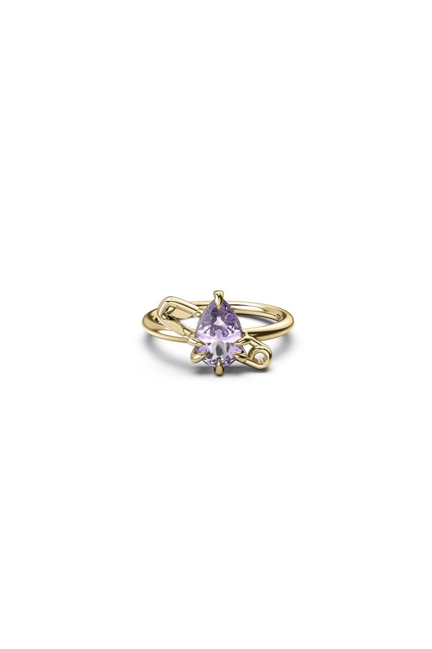 Stolen Girlfriends Club 18ct Gold Plated Purity Pin Ring with Pink Amethyst