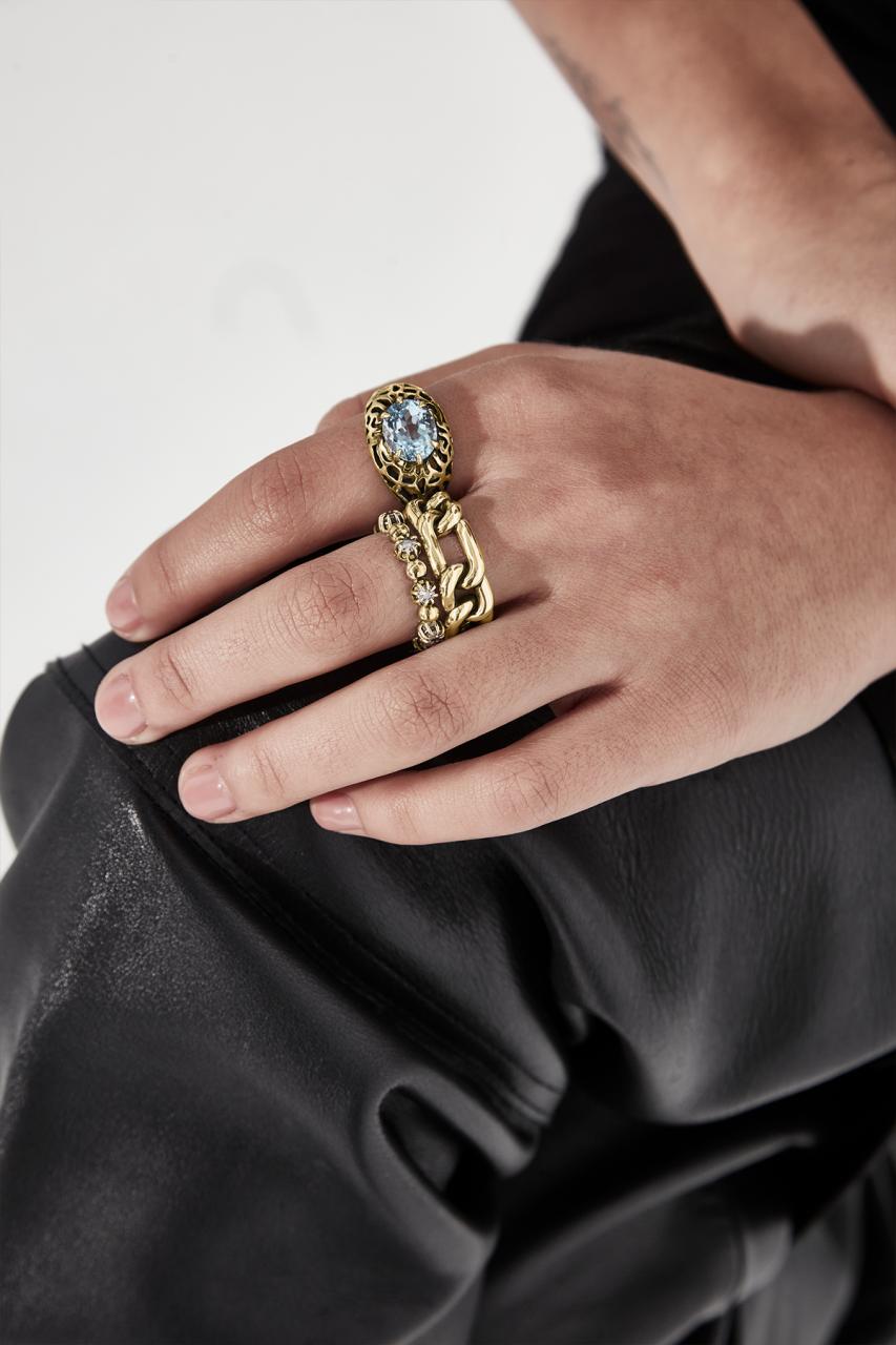 Stolen Girlfriends Club 18ct Gold Plated Curbed Spacer Ring