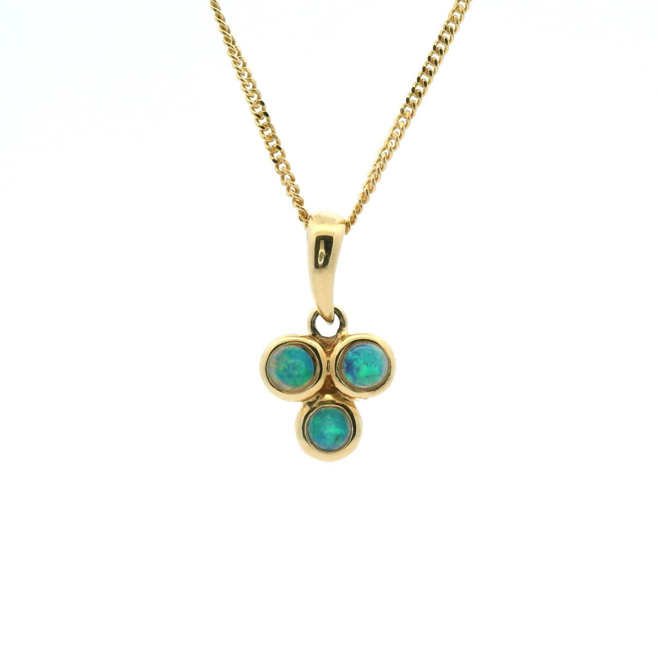 Opal 14ct Yellow Gold Triple Bezel Set Pendant