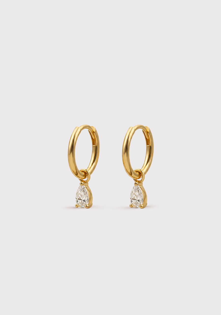 9ct Yellow Gold 0.50ct Pear Cut Laboratory Grown 12mm Huggie Earrings