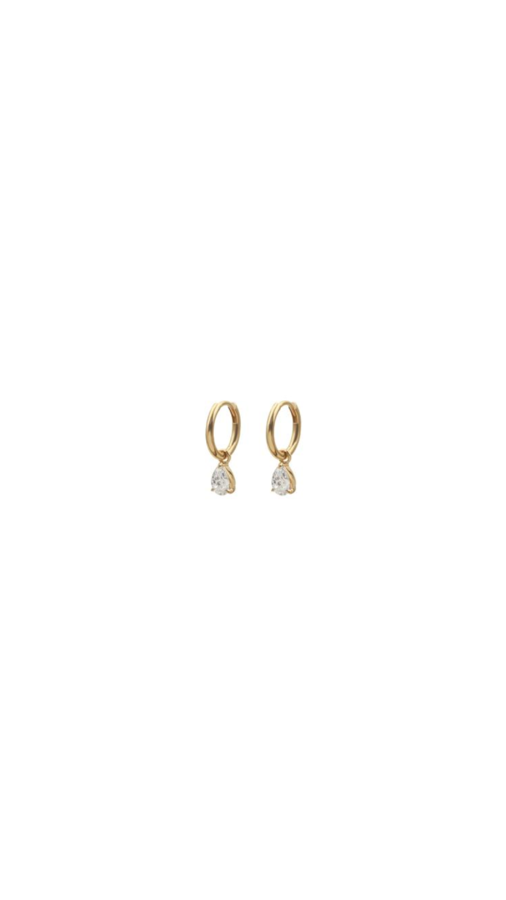 9ct Yellow Gold 1.00ct Pear Cut Laboratory Grown 12mm Huggie Earrings