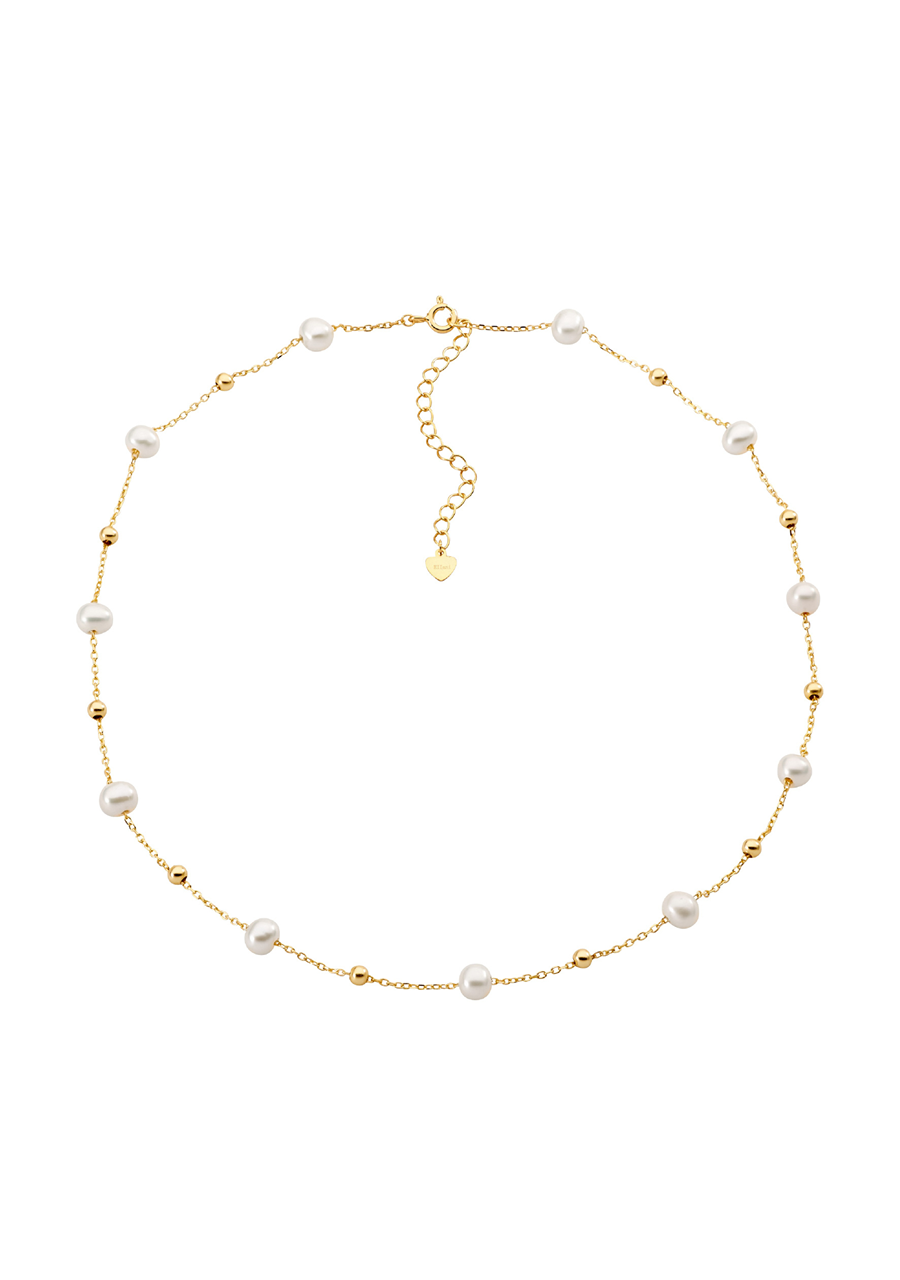Ellani Gold Plated Freshwater & Ball Necklace