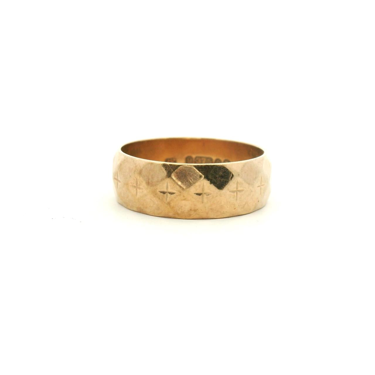 Estate 9ct Yellow Gold Faceted 5.9mm Band