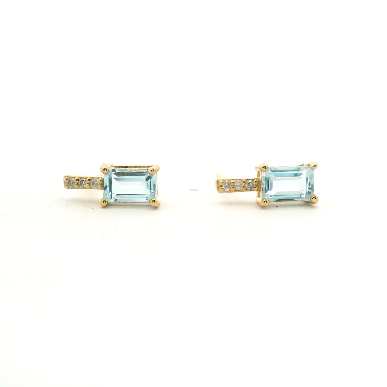 Blue Topaz & Diamond Stud Earrings