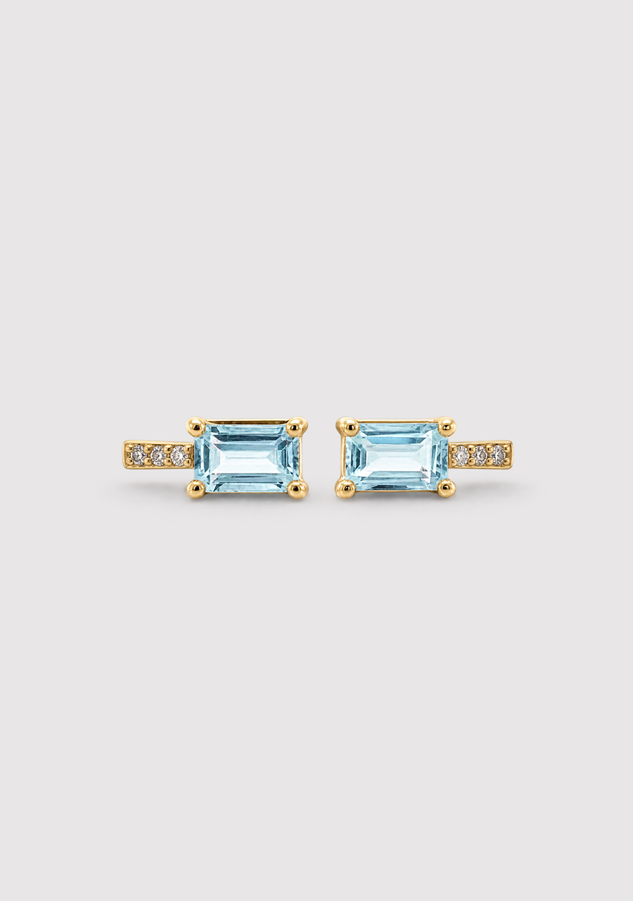 Blue Topas & Diamond Stud Earrings