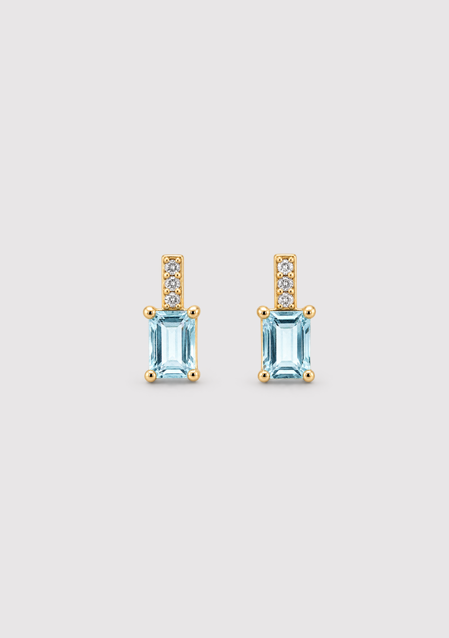 Blue Topas & Diamond Stud Earrings