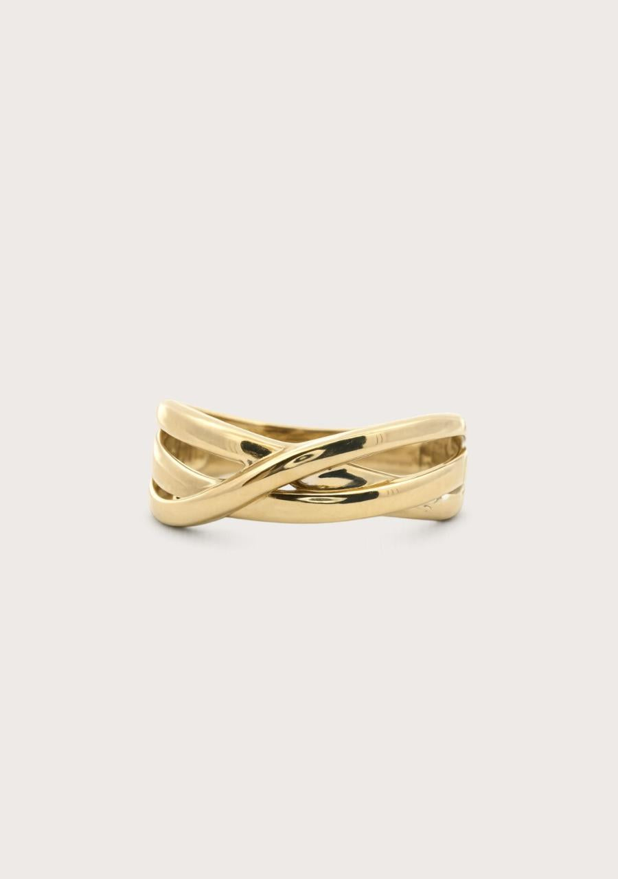 Estate 9ct Yellow Gold Triple Cross Over Band