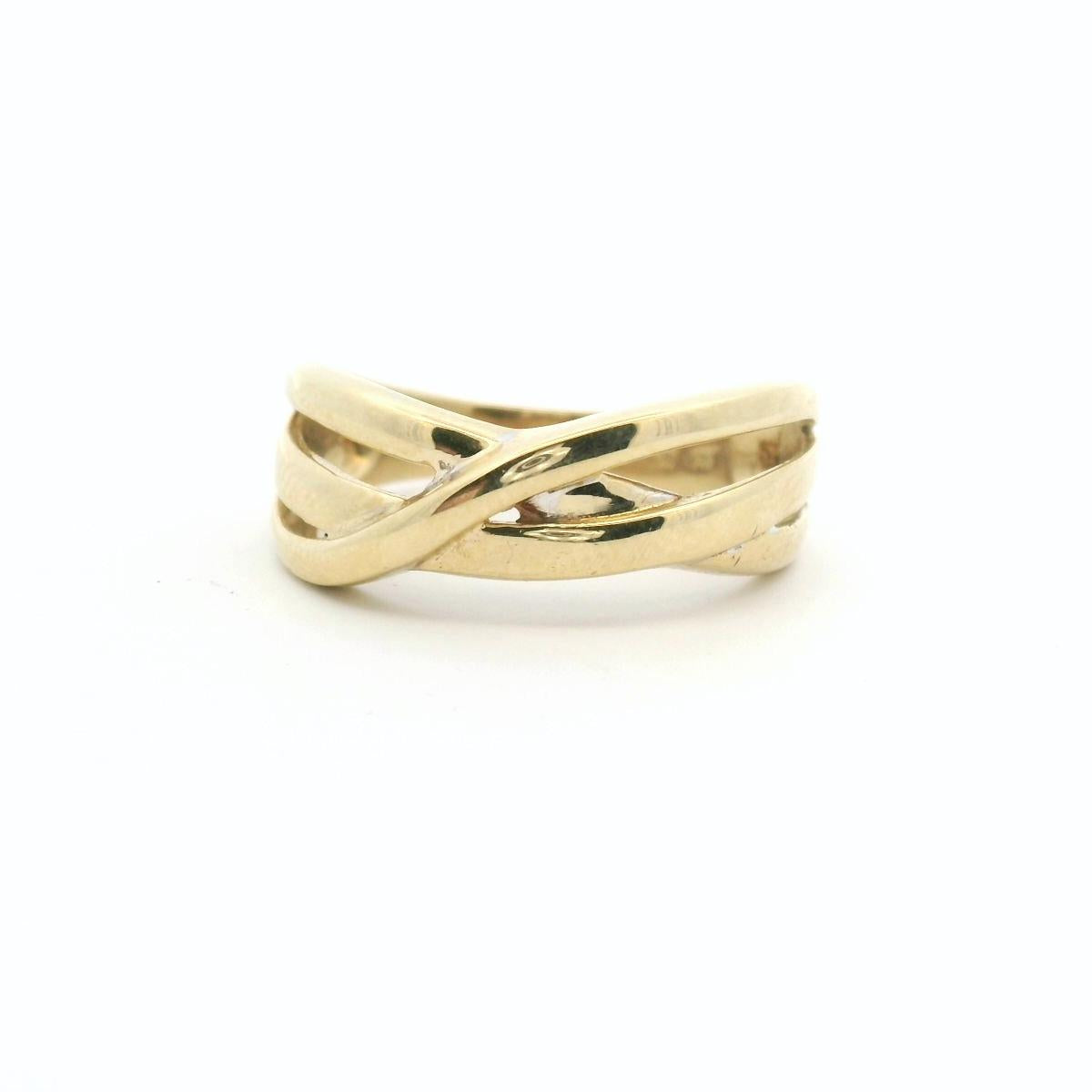 Estate 9ct Yellow Gold Triple Cross Over Band