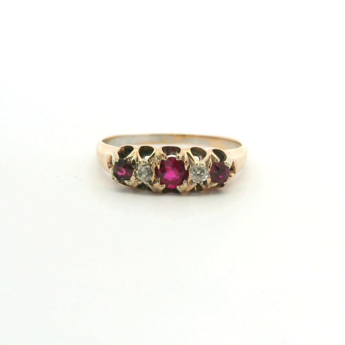 Estate 18ct Yellow Gold Ruby & Diamond Ring