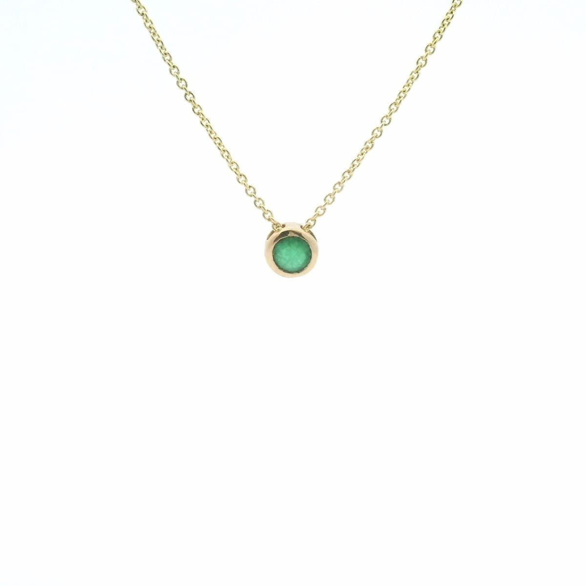 9k Yellow Gold Emerald 0.30ct Bezel Set Slider Pendant and Chain