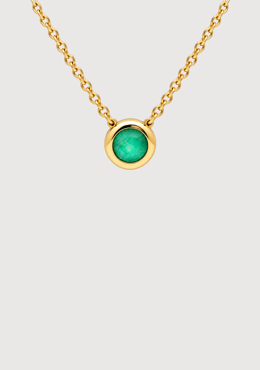 9k Yellow Gold Emerald 0.30ct Bezel Set Slider Pendant and Chain