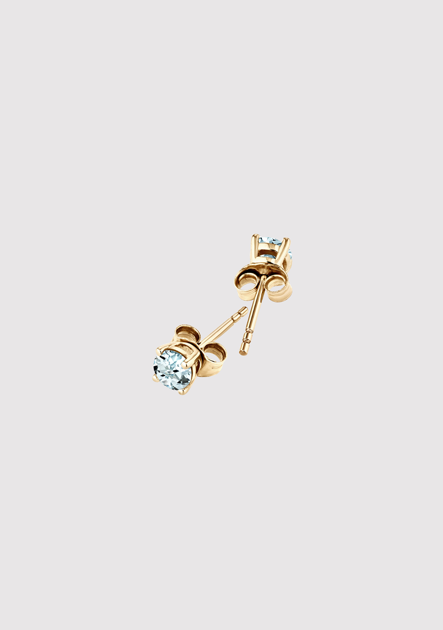 9ct Yellow Gold Aquamarine Birthstone Stud Earrings
