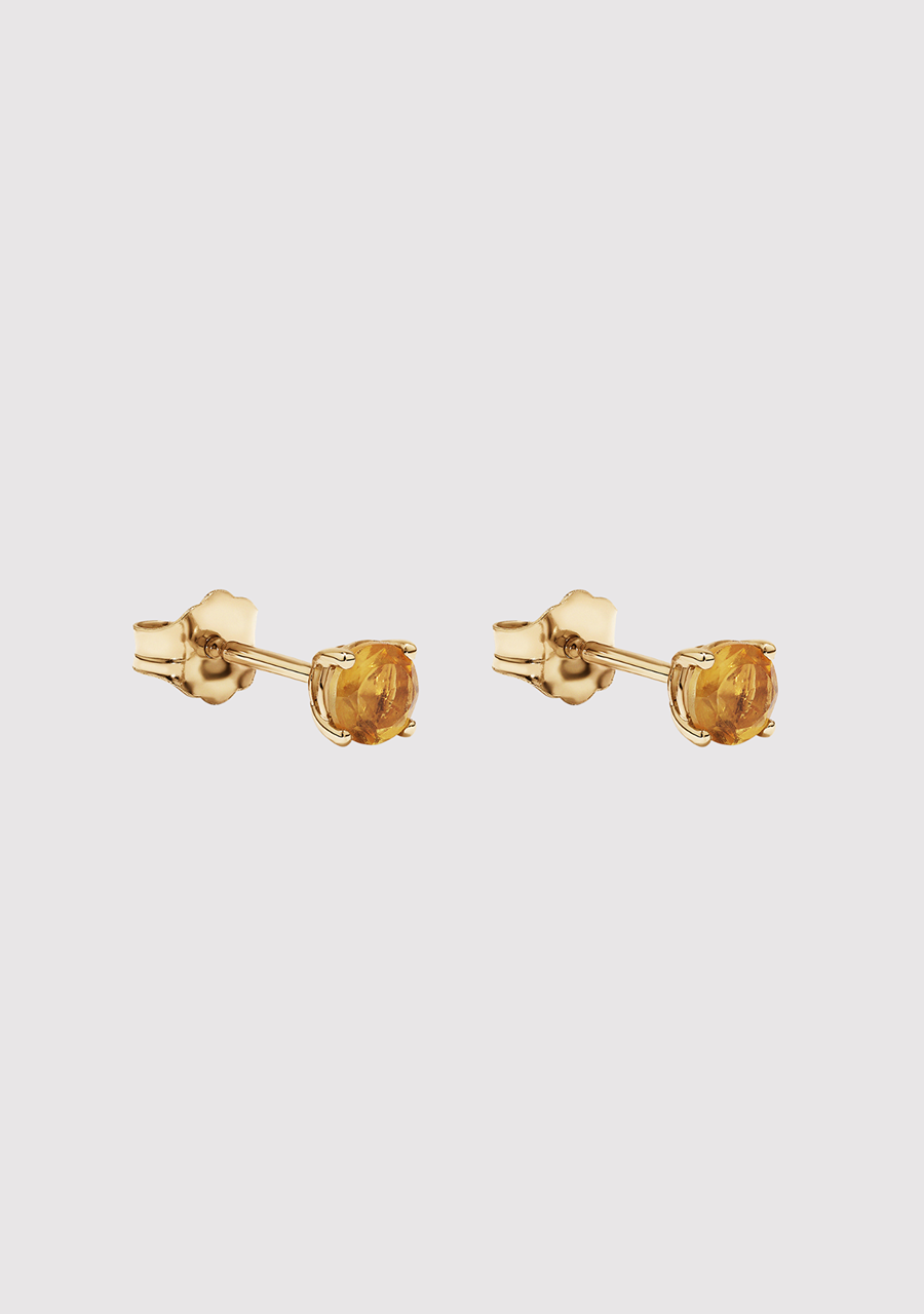 9ct Yellow Gold Citrine Birthstone Stud Earrings