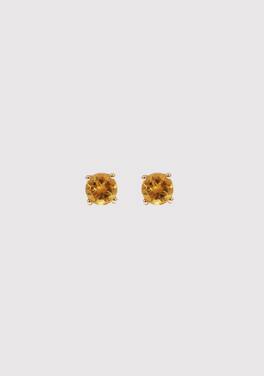 9ct Yellow Gold Citrine Birthstone Stud Earrings