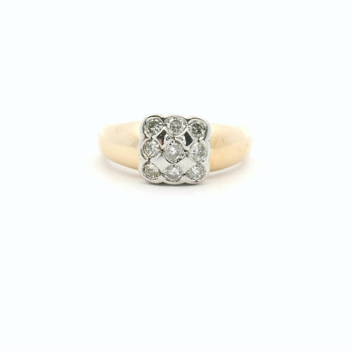 Estate 18ct Yellow Gold Diamond Domed Ring