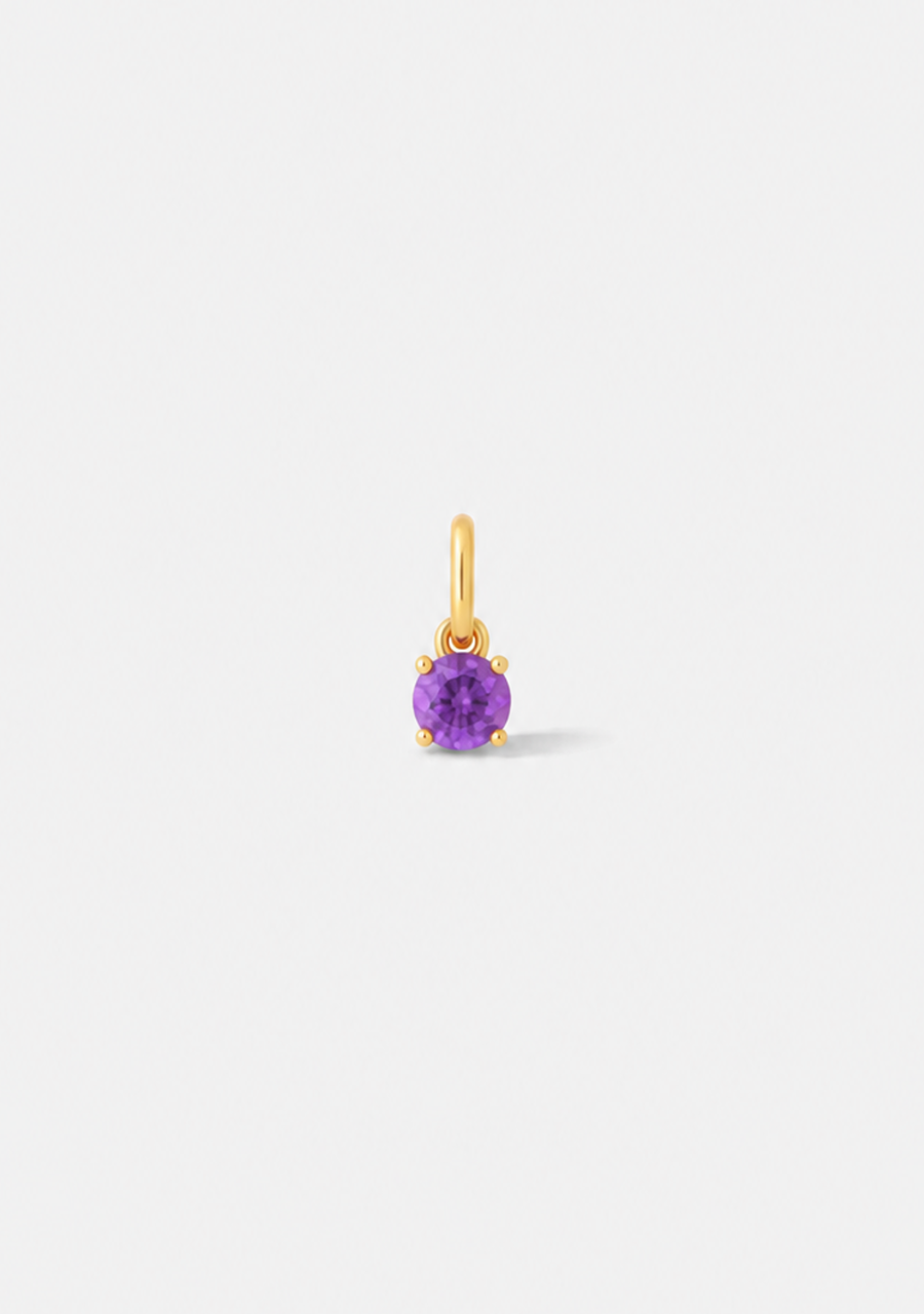 9ct Yellow Gold Amethyst Birthstone Pendant