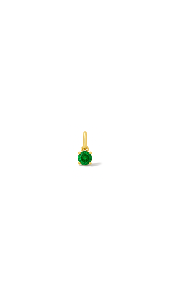 9ct Yellow Gold Laboratory Grown Emerald Birthstone Pendant