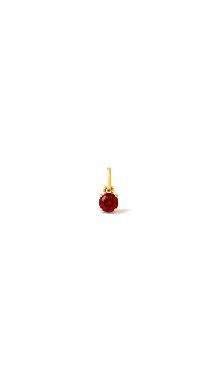 9ct Yellow Gold Synthetic Ruby Birthstone Pendant