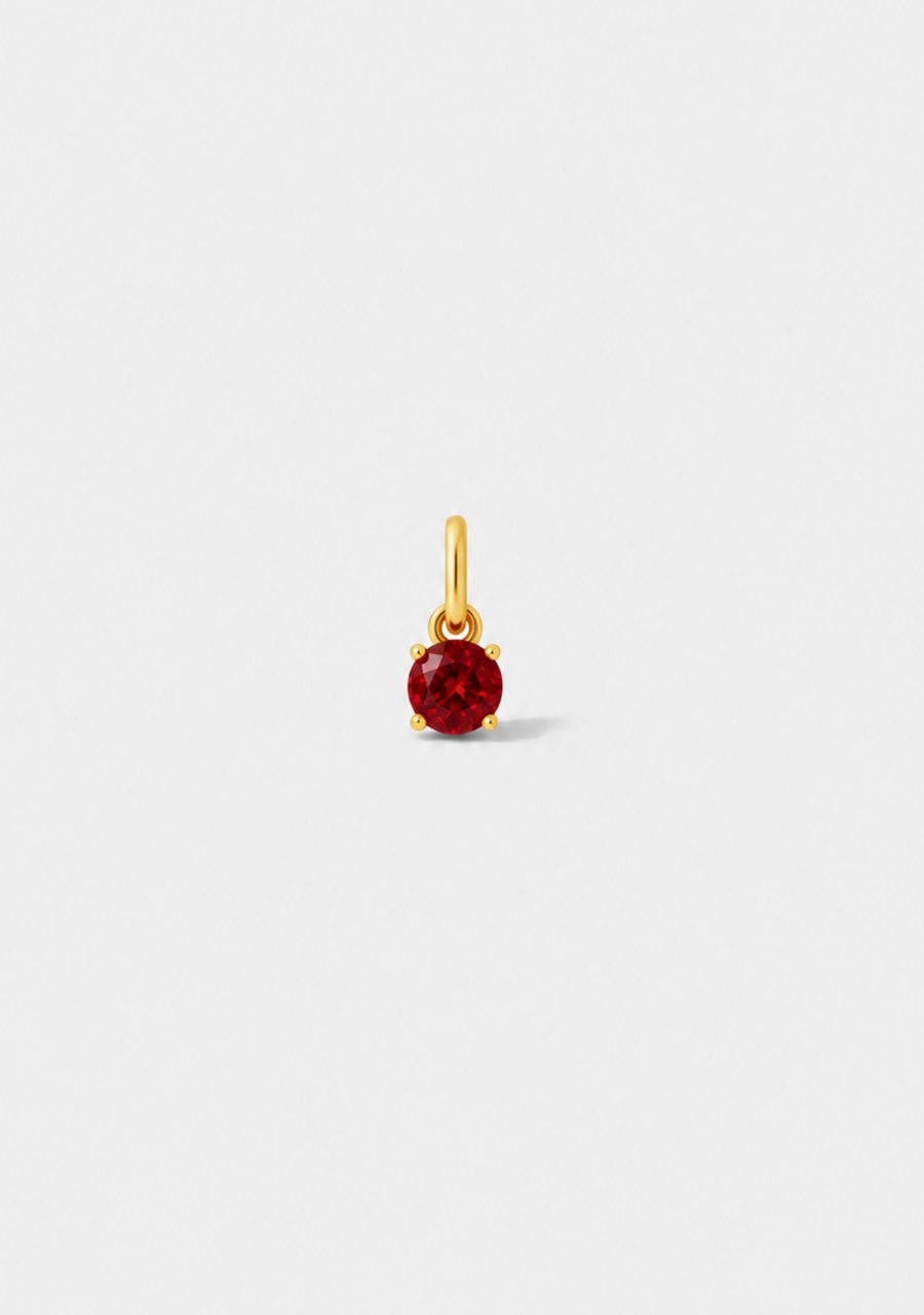 9ct Yellow Gold Synthetic Ruby Birthstone Pendant