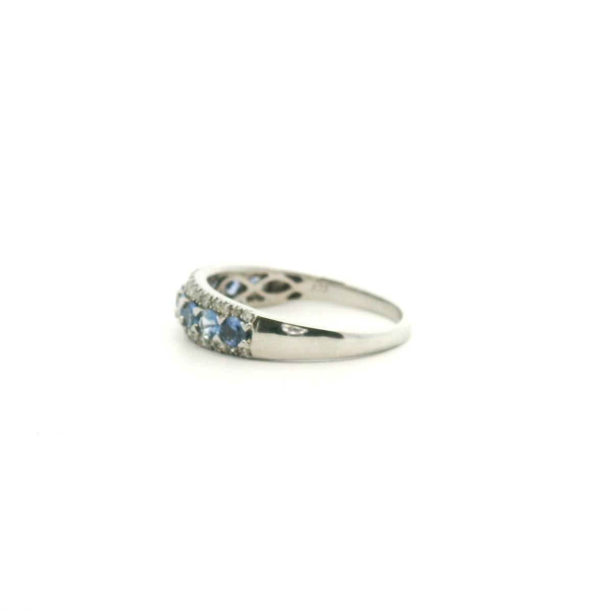 Ceylonese Sapphire & Diamond 9ct White Gold Band