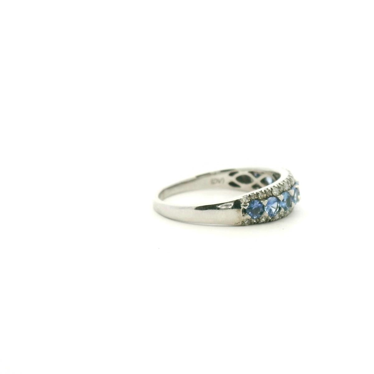 Ceylonese Sapphire & Diamond 9ct White Gold Band