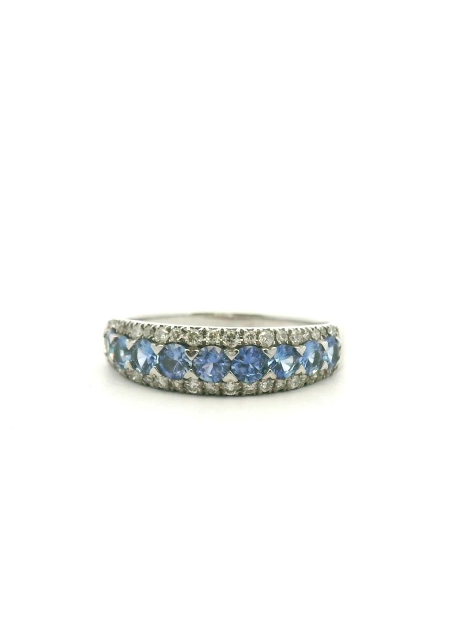 9ct White Gold Ceylonese Sapphire & Diamond Band