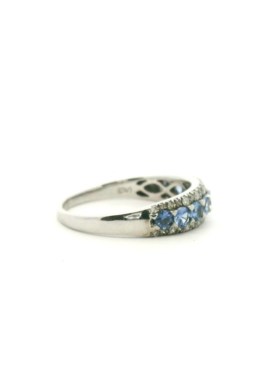 9ct White Gold Ceylonese Sapphire & Diamond Band