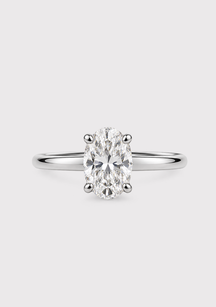 9ct White Gold Oval Laboratory Grown Diamond Solitaire Ring