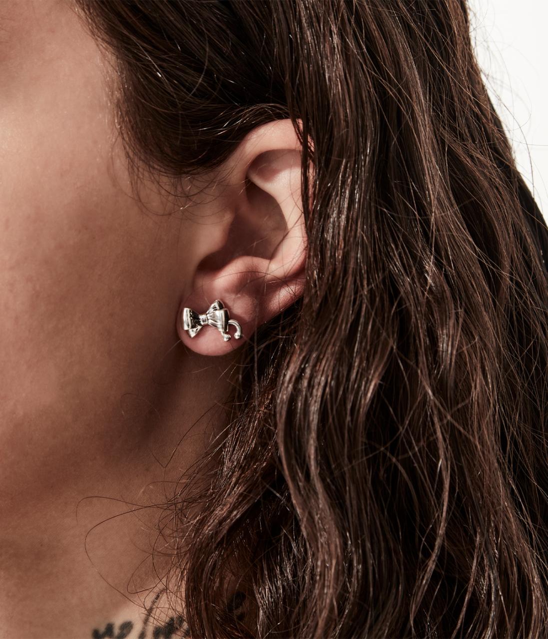 Stolen Girlfriends Club Sterling Silver Pierced Bow Stud Earrings